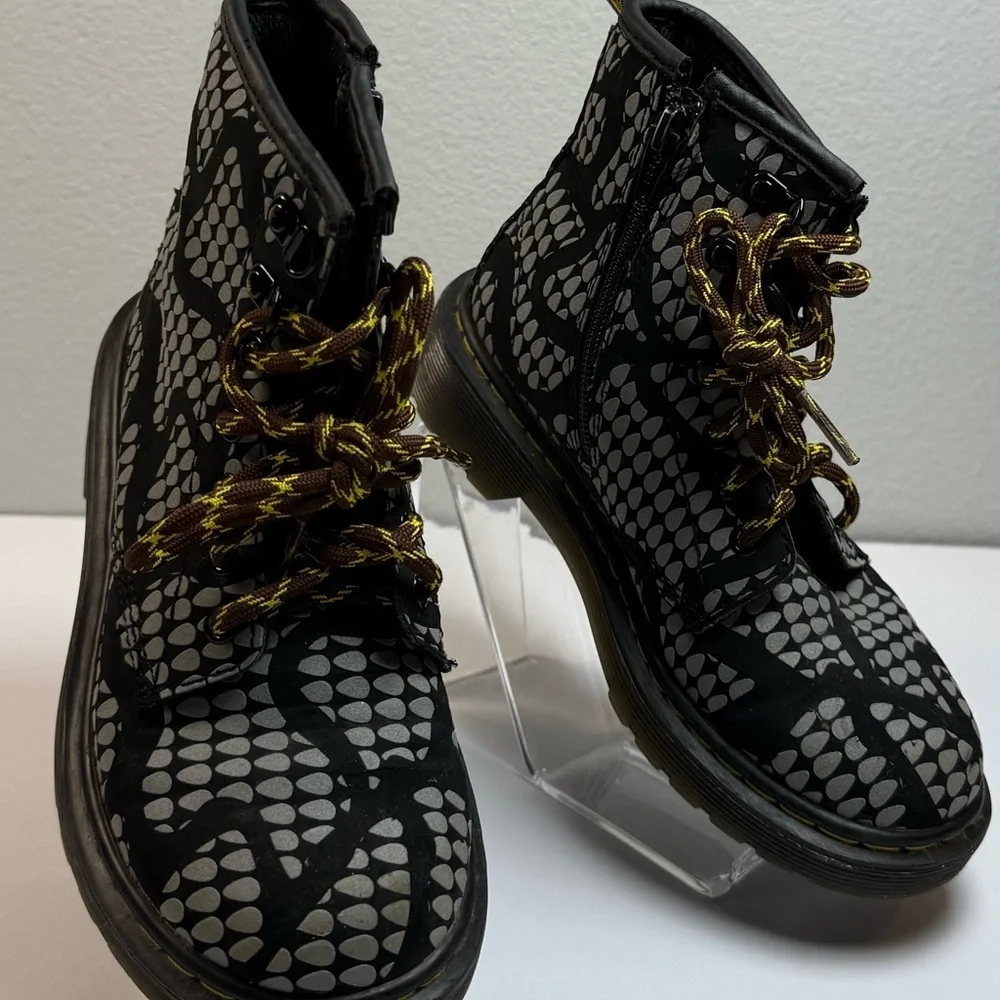 Dr. Martens Black and Gray Kid’s Combat Boots